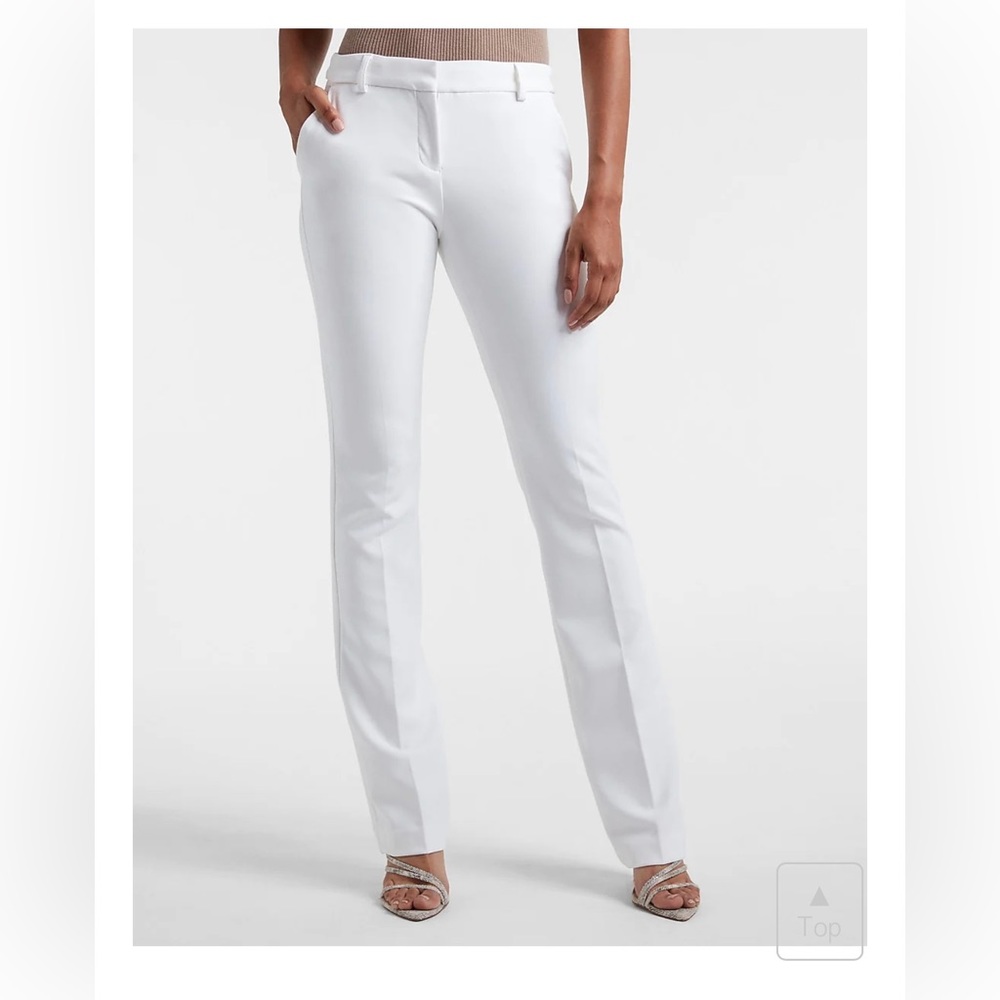 NWT Express  White Mid-Rise Supersoft Twill Bootcut Columnist Pant *Long Length*